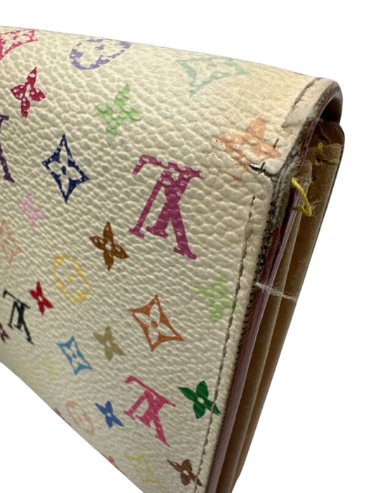Louis Vuitton White & Multi Coated Canvas Monogram GHW Wallets White & Multi