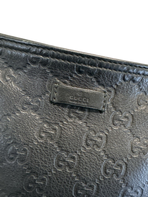 Gucci AS IS - General Wear Black Leather Embossed Monogram Messenger Bag Black