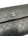 Chanel Black Leather Quilted Snap Continental Vintage Wallets Black