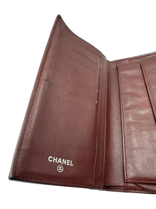 Chanel Black Leather Quilted Snap Continental Vintage Wallets Black