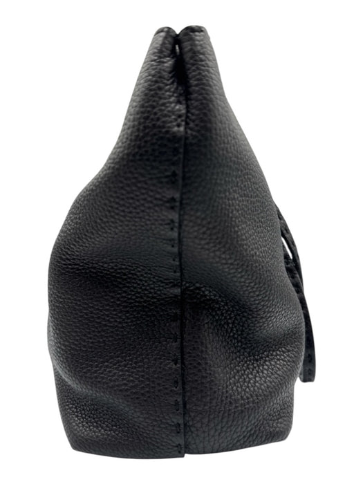 Fendi Black & Blue Leather Pebbled Reversible Tote Bag Black & Blue / Medium