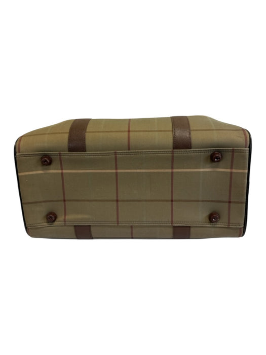 Burberrys Olive Green, Brown, Burgundy Canvas & Leather Plaid Leather Trim Bag Olive Green, Brown, Burgundy / M