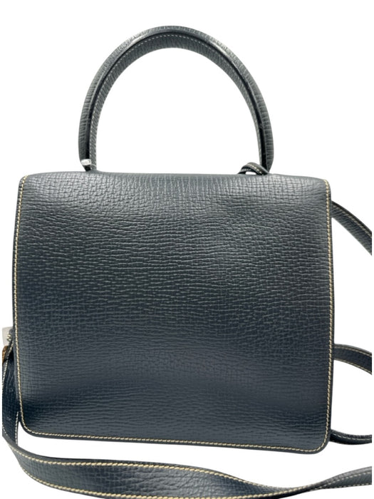 Loewe Black Leather Stitching Top Handle Crossbody Strap Bag Black