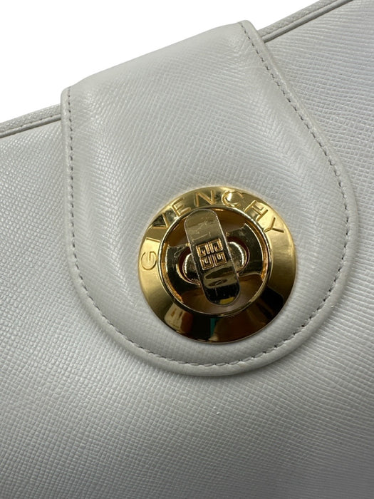 Givenchy White Leather GHW Turn Lock Top Handle Square Bag White / S