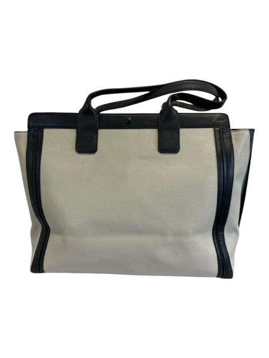 Chloe Gray & Black Leather Color Block Zip Top Tote Bag Gray & Black / L