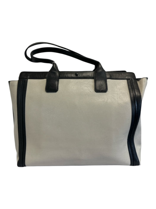 Chloe Gray & Black Leather Color Block Zip Top Tote Bag Gray & Black / L