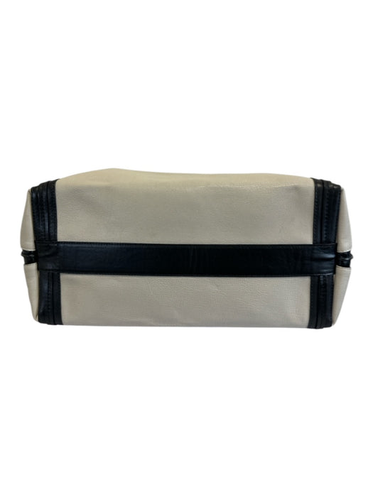 Chloe Gray & Black Leather Color Block Zip Top Tote Bag Gray & Black / L