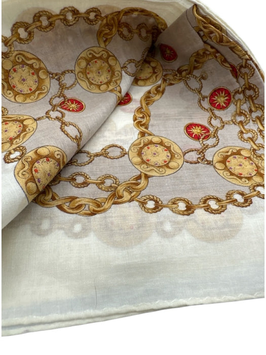 Celine Cream & Gold Silk Chain Print Men's Scarf Cream & Gold