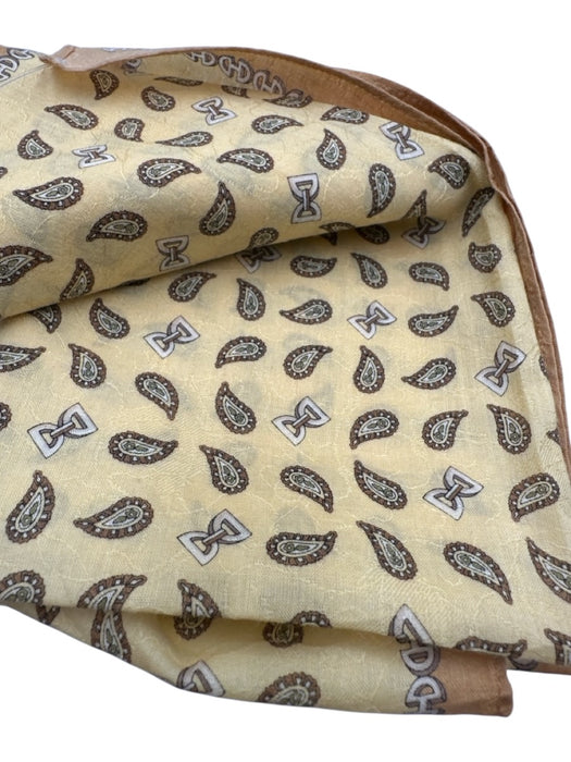 Celine Brown & Beige Silk Paisley Chain Print Men's Scarf Brown & Beige