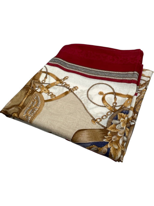 Celine Red, Gold & White Silk All Over Print Men's Scarf Red, Gold & White