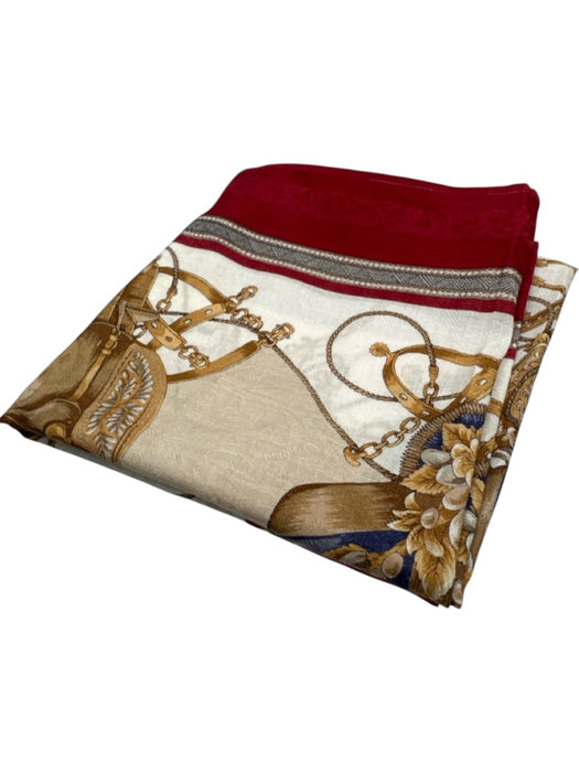 Celine Red, Gold & White Silk All Over Print Men's Scarf Red, Gold & White