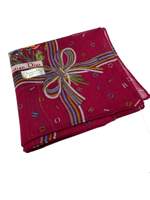 Christian Dior Red & Multi Silk All Over Print Vintage Men's Scarf Red & Multi
