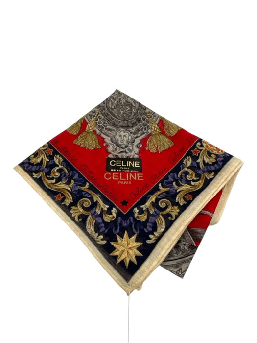 Celine Red & Multi Silk All Over Print Men's Scarf Red & Multi