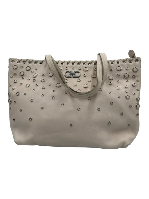 Ferragamo Ballet Pink Leather Silver Hardware Grommets Shoulder Bag Vintage Bag Ballet Pink / Small