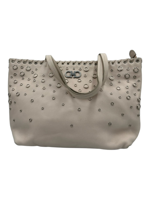 Ferragamo Ballet Pink Leather Silver Hardware Grommets Shoulder Bag Vintage Bag Ballet Pink / Small
