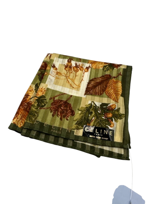 Celine Green & Multi Silk All Over Print Men's Scarf Green & Multi