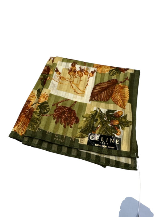 Celine Green & Multi Silk All Over Print Men's Scarf Green & Multi