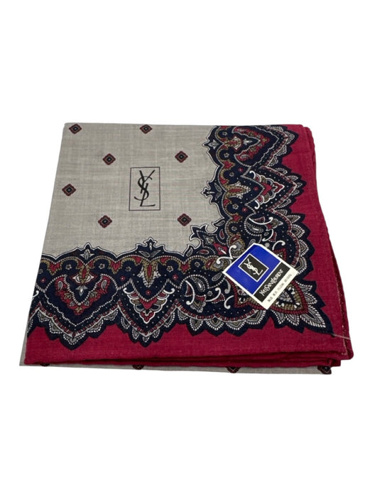 Yves Saint Laurent Red & Multi Silk Solid Vintage Men's Scarf Red & Multi