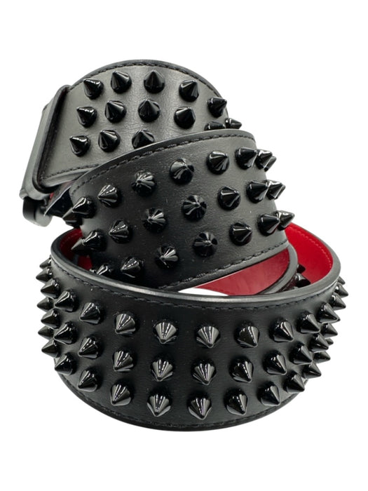 Christian Louboutin Black & Red Leather Spikes Men's Belt Black & Red