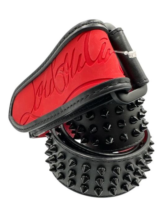 Christian Louboutin Black & Red Leather Spikes Men's Belt Black & Red