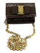 Ferragamo Brown Leather Croc Embossed Gold Chain Crossbody Belt Bag Bag Brown / XXS