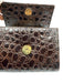 Ferragamo Brown Leather Croc Embossed Gold Chain Crossbody Belt Bag Bag Brown / XXS
