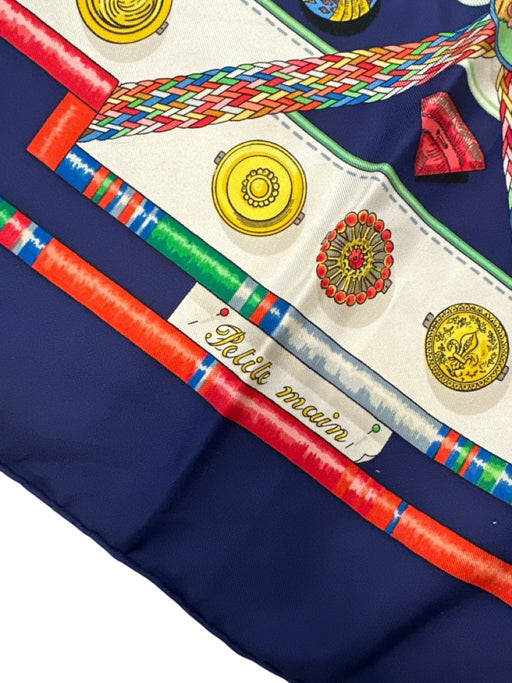 Hermes Navy & Multi Silk Abstract Jewel Print Coin Box Inc. scarf Navy & Multi / 90cm