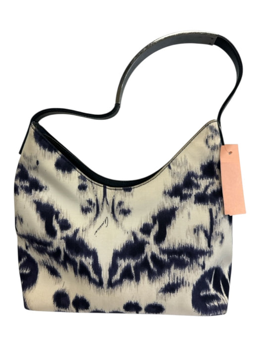 Gucci Beige & Navy Canvas Abstract Silver Hardware Shoulder Bag Vintage Bag Beige & Navy / Small
