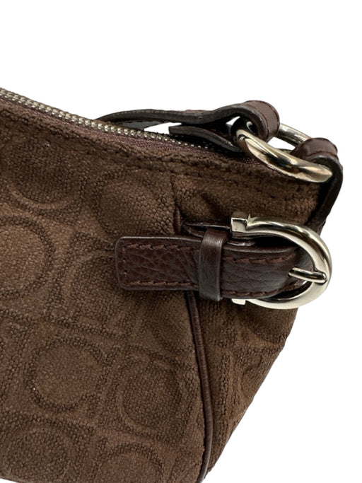 Ferragamo Brown Fabric Monogram Shoulder Bag Vintage Bag Brown / XS