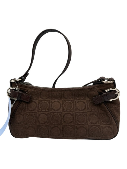 Ferragamo Brown Fabric Monogram Shoulder Bag Vintage Bag Brown / XS