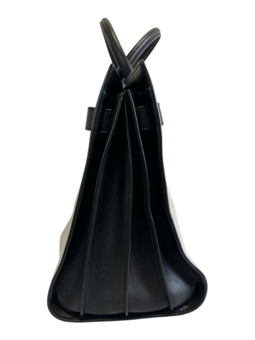 Saint Laurent White & Black Leather Top Handle Color Block Crossbody Strap Bag White & Black / S/M