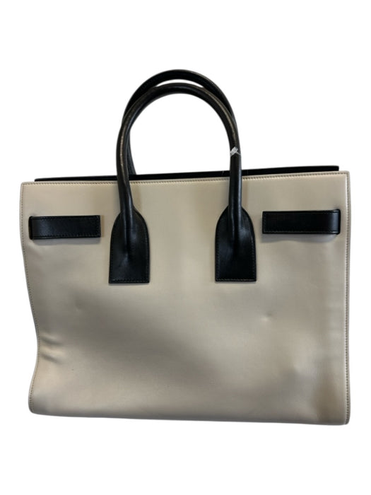 Saint Laurent White & Black Leather Top Handle Color Block Crossbody Strap Bag White & Black / S/M