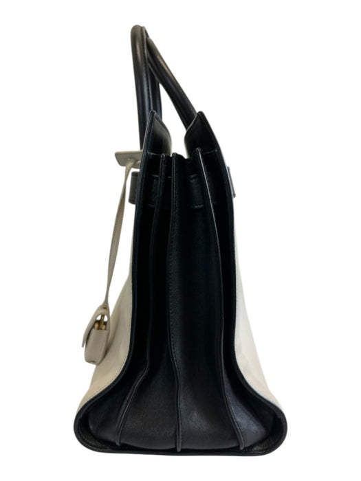 Saint Laurent White & Black Leather Top Handle Color Block Crossbody Strap Bag White & Black / S/M