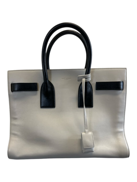 Saint Laurent White & Black Leather Top Handle Color Block Crossbody Strap Bag White & Black / S/M