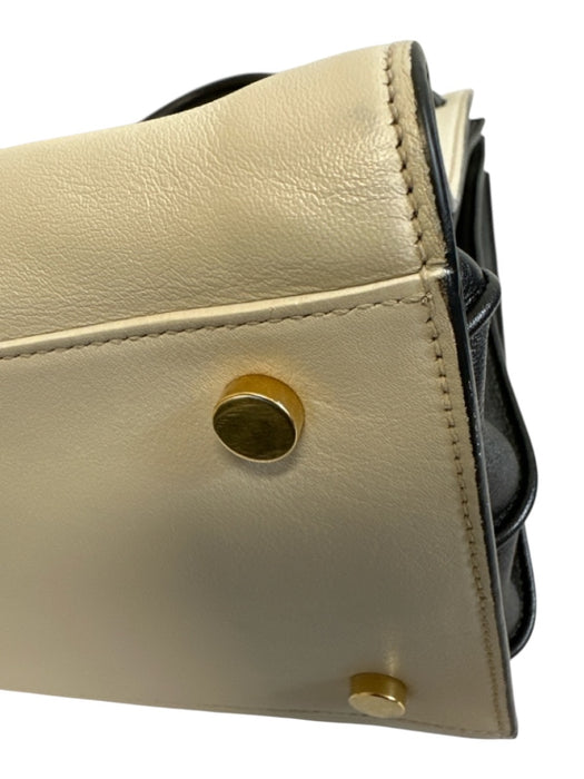 Saint Laurent White & Black Leather Top Handle Color Block Crossbody Strap Bag White & Black / S/M