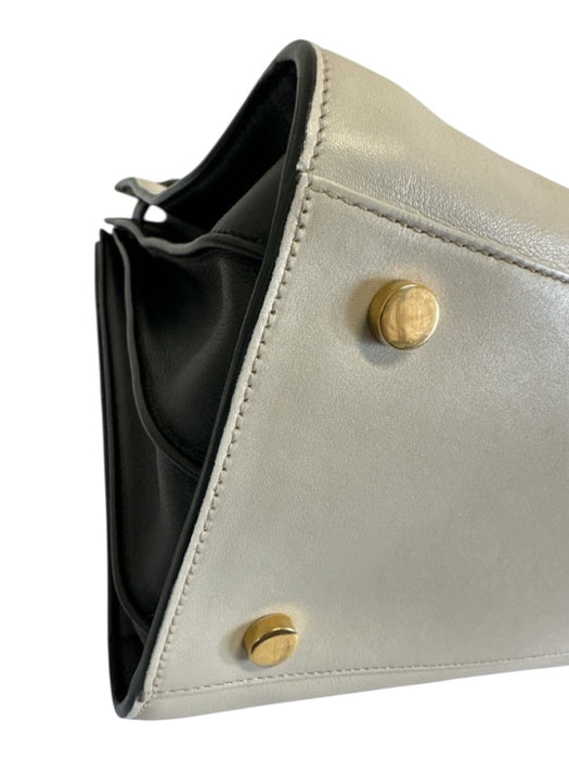 Saint Laurent White & Black Leather Top Handle Color Block Crossbody Strap Bag White & Black / S/M