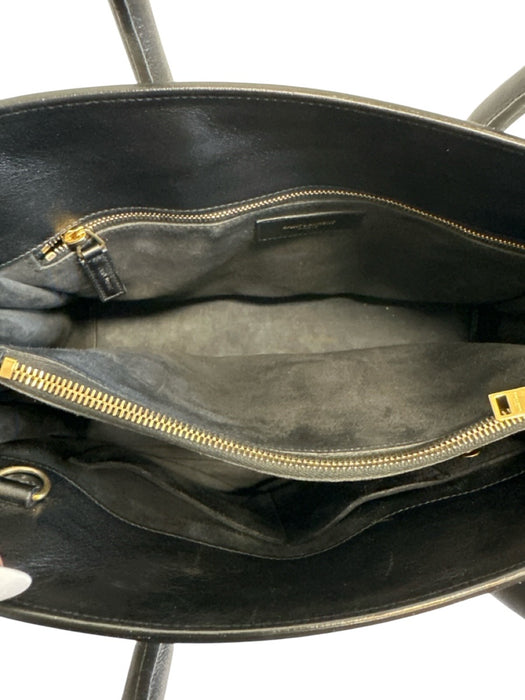 Saint Laurent White & Black Leather Top Handle Color Block Crossbody Strap Bag White & Black / S/M