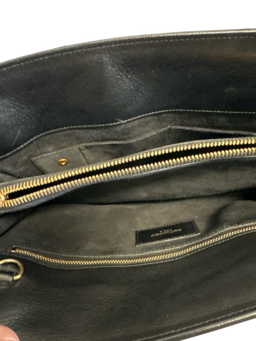 Saint Laurent White & Black Leather Top Handle Color Block Crossbody Strap Bag White & Black / S/M