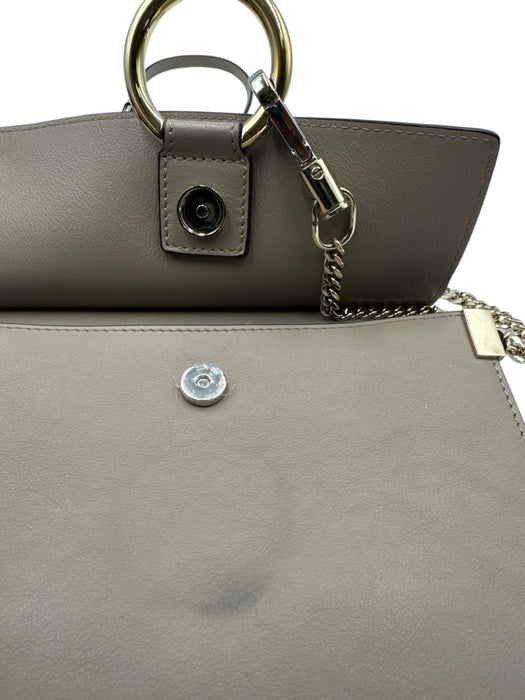 Chloe Gray Leather Suede Mixed Metal Hardware Chain Crossbody Bag Gray / Small