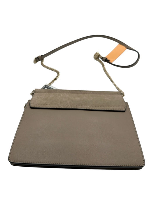 Chloe Gray Leather Suede Mixed Metal Hardware Chain Crossbody Bag Gray / Small