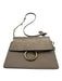 Chloe Gray Leather Suede Mixed Metal Hardware Chain Crossbody Bag Gray / Small