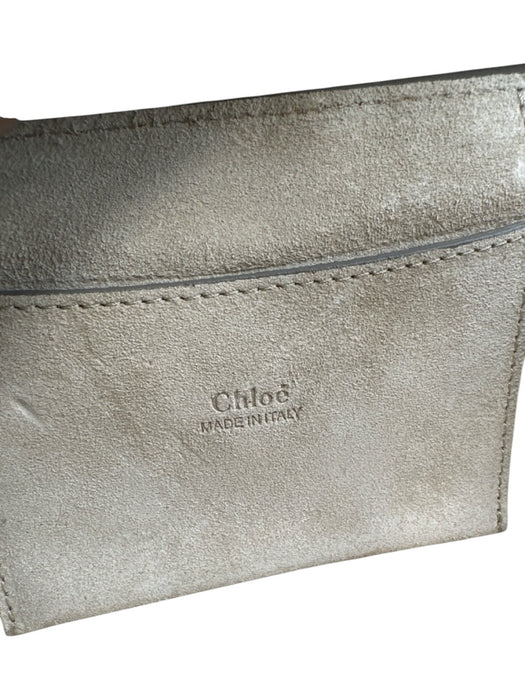 Chloe Gray Leather Suede Mixed Metal Hardware Chain Crossbody Bag Gray / Small