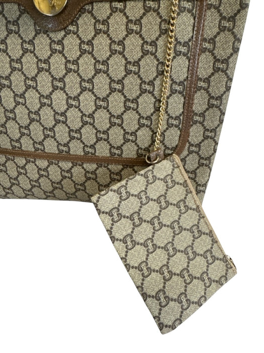 Gucci Beige, Red, Green Coated Canvas Monogram Web Tote Bag Beige, Red, Green / M/L