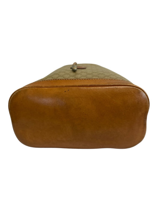 Celine Tan & beige Coated Canvas Leather straps Crossbody Bucket Vintage Bag Tan & beige / Small