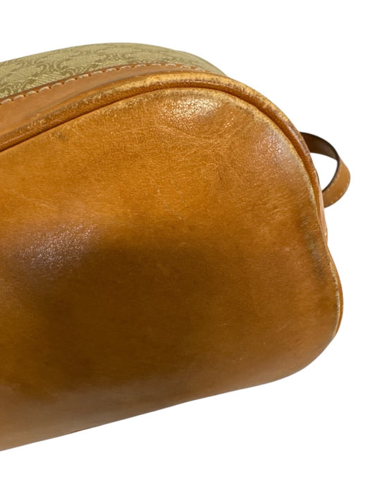 Celine Tan & beige Coated Canvas Leather straps Crossbody Bucket Vintage Bag Tan & beige / Small