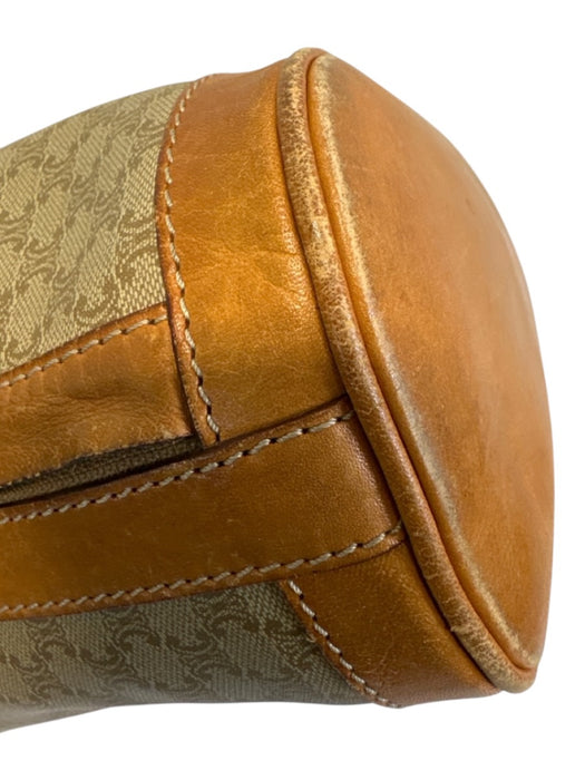 Celine Tan & beige Coated Canvas Leather straps Crossbody Bucket Vintage Bag Tan & beige / Small