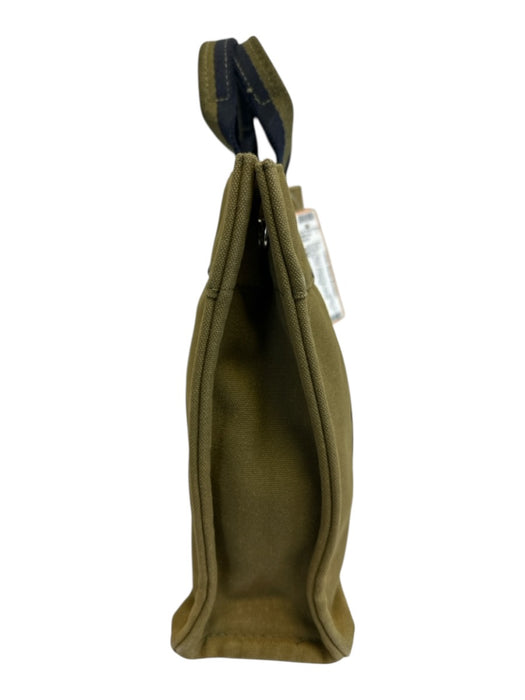 Hermes Olive & Navy Print Canvas Tote Double Strap Vintage Bag Olive & Navy Print / PM