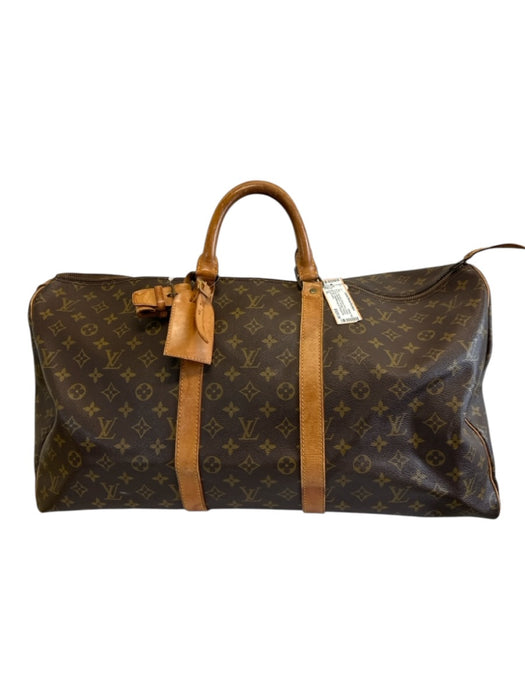 Louis Vuitton Brown Print Coated Canvas Monogram Vintage Keepall Bag Brown Print / XL