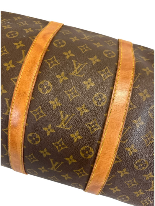 Louis Vuitton Brown Print Coated Canvas Monogram Vintage Keepall Bag Brown Print / XL