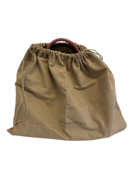 Burberry Pink & Cream Leather Novacheck Detail Top Handles Shoulder Strap Bag Pink & Cream / M